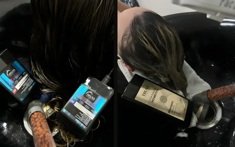 Tratamento capilar com produtos profissionais